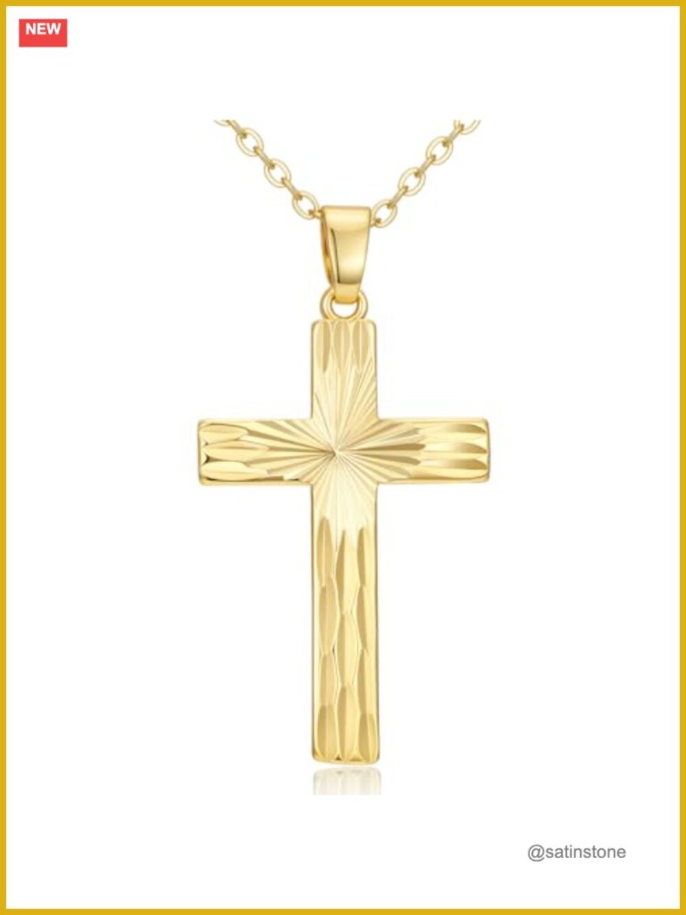 14k Gold Plated Cross Necklace 18 Inch Dainty Faith Pendant Gift